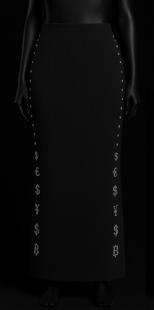 Sitting On Benjiz "Ribbed Maxi Studded Skirt"