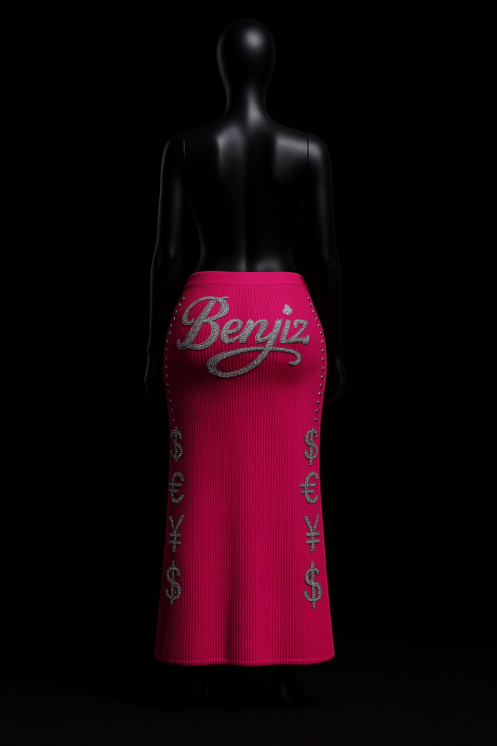 All Kind Of Benjiz "Ribbed Knit Maxi Studded Skirt"