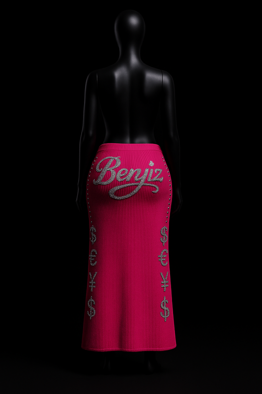 All Kind Of Benjiz "Ribbed Knit Maxi Studded Skirt"